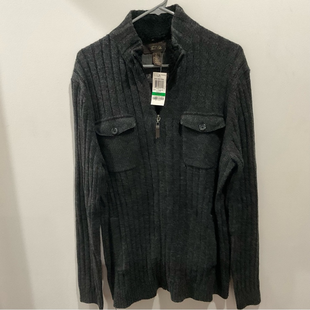 Tasso Elba Charcoal Zip-Up Sweater